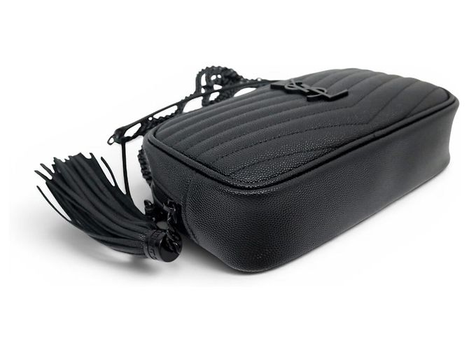 Yves Saint Laurent NUOVA BORSA SAINT LAURENT MINI LOU CAMERA 612579 PELLE CHEVRON Nero - vista 3