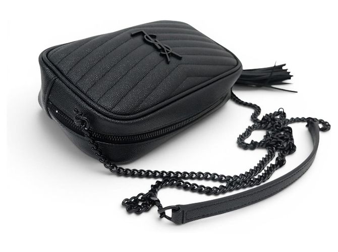 Yves Saint Laurent NUOVA BORSA SAINT LAURENT MINI LOU CAMERA 612579 PELLE CHEVRON Nero - vista 4