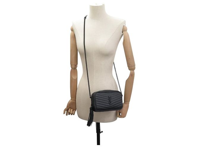 Yves Saint Laurent NUOVA BORSA SAINT LAURENT MINI LOU CAMERA 612579 PELLE CHEVRON Nero - vista 5
