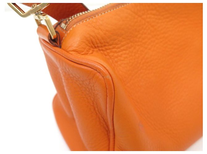 BORSA PRADA DAINO BOX BR0093 A SPALLA IN PELLE GRANULATA ARANCIO HOBO BAG Arancione - vista 16