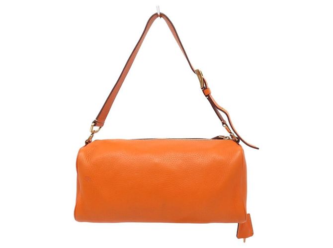 BORSA PRADA DAINO BOX BR0093 A SPALLA IN PELLE GRANULATA ARANCIO HOBO BAG Arancione - vista 2