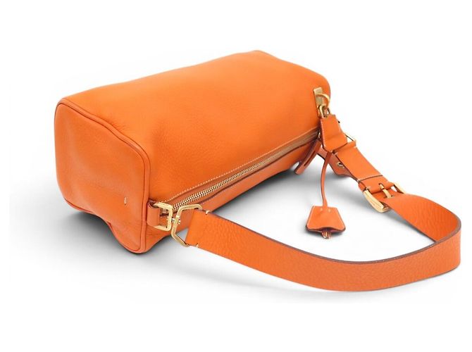 BORSA PRADA DAINO BOX BR0093 A SPALLA IN PELLE GRANULATA ARANCIO HOBO BAG Arancione - vista 3