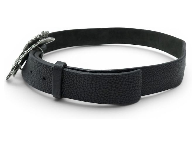 GUCCI BOUCLE PEGASUS 256262 T90 KORNLEDER GÜRTEL SCHWARZ - Ansicht 2