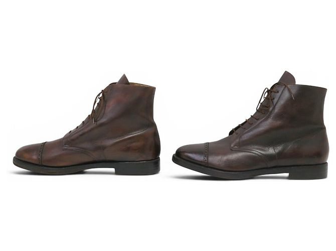 STIVALETTI JOHN LOBB MORTON 11.5 45 IN PELLE MARRONE - vista 2