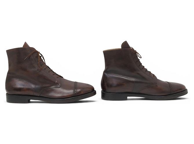 STIVALETTI JOHN LOBB MORTON 11.5 45 IN PELLE MARRONE - vista 3