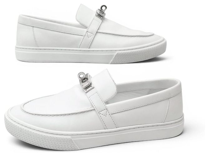 Hermès SNEAKERS HERMES GAME SLIP ON H231727ZH 41 PELLE BIANCA Bianco - vista 3