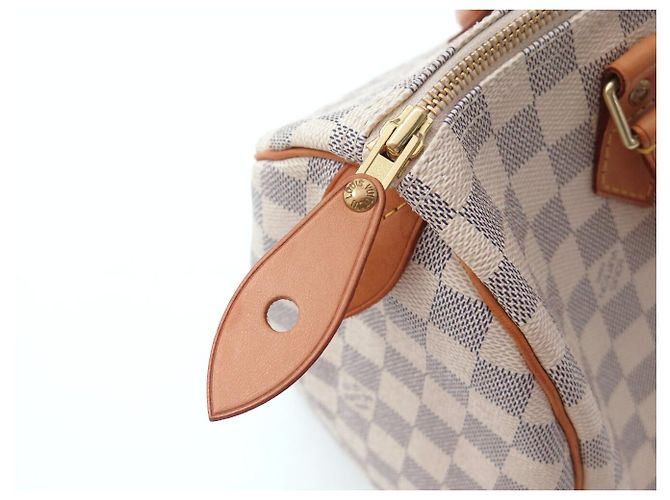 BORSA LOUIS VUITTON SPEEDY 30 TOILE DAMIER AZUR N41370 HAND BAG PURSE Bianco - vista 14