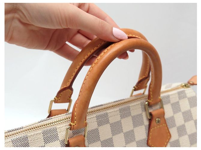 BORSA LOUIS VUITTON SPEEDY 30 TOILE DAMIER AZUR N41370 HAND BAG PURSE Bianco - vista 15