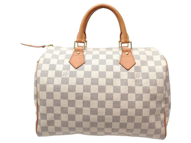 BORSA LOUIS VUITTON SPEEDY 30 TOILE DAMIER AZUR N41370 HAND BAG PURSE Bianco - vista 2