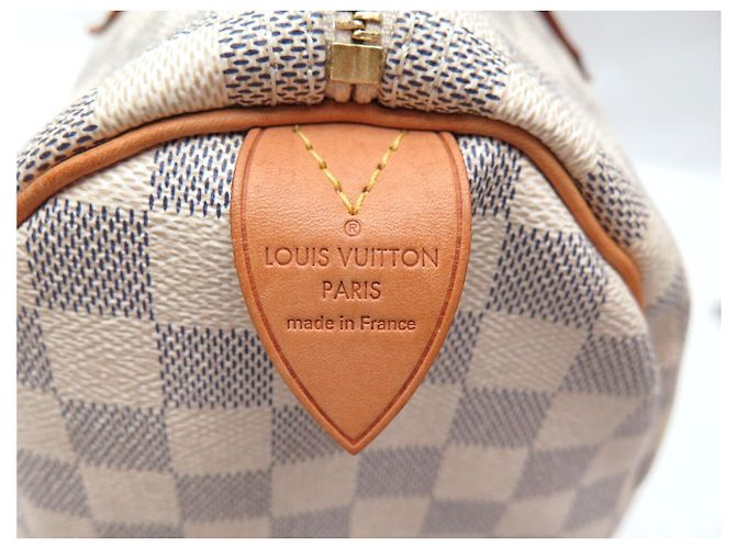 BORSA LOUIS VUITTON SPEEDY 30 TOILE DAMIER AZUR N41370 HAND BAG PURSE Bianco - vista 5