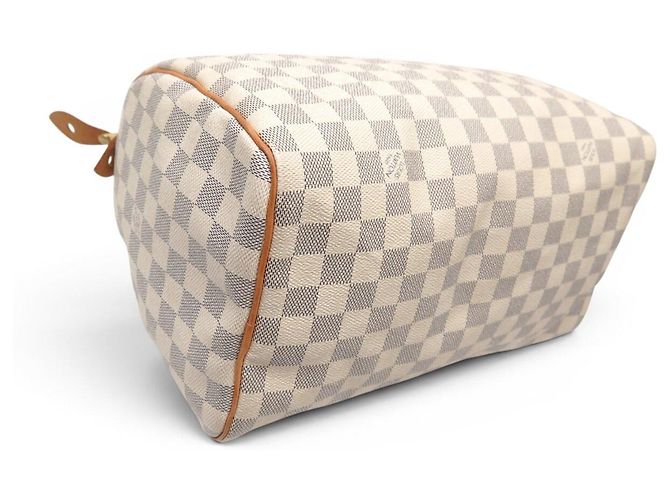 BORSA LOUIS VUITTON SPEEDY 30 TOILE DAMIER AZUR N41370 HAND BAG PURSE Bianco - vista 6
