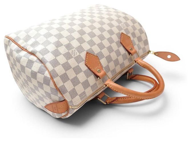 BORSA LOUIS VUITTON SPEEDY 30 TOILE DAMIER AZUR N41370 HAND BAG PURSE Bianco - vista 7