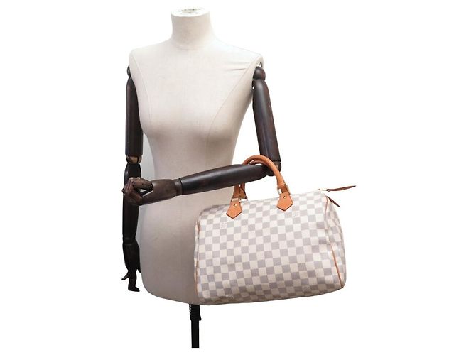BORSA LOUIS VUITTON SPEEDY 30 TOILE DAMIER AZUR N41370 HAND BAG PURSE Bianco - vista 8
