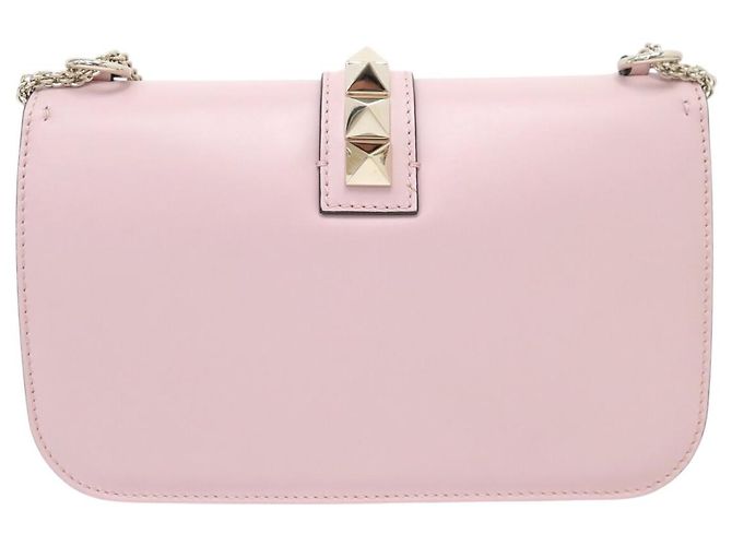 BORSA A SPALLA VALENTINO ROCKSTUD GLAM LOCK MEDIUM IN PELLE ROSA - vista 2
