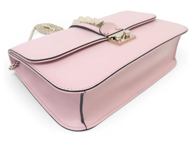 BORSA A SPALLA VALENTINO ROCKSTUD GLAM LOCK MEDIUM IN PELLE ROSA - vista 3