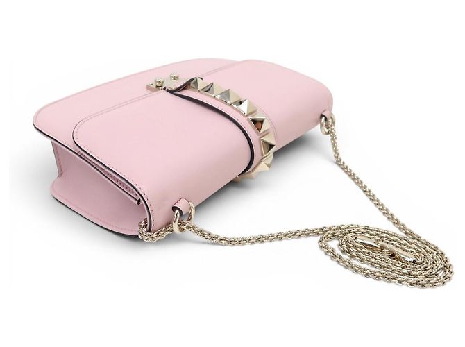 BORSA A SPALLA VALENTINO ROCKSTUD GLAM LOCK MEDIUM IN PELLE ROSA - vista 4