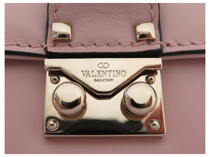 BORSA A SPALLA VALENTINO ROCKSTUD GLAM LOCK MEDIUM IN PELLE ROSA - vista 6
