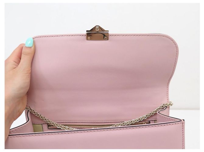 BORSA A SPALLA VALENTINO ROCKSTUD GLAM LOCK MEDIUM IN PELLE ROSA - vista 7