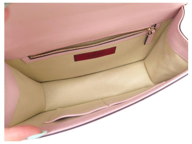 BORSA A SPALLA VALENTINO ROCKSTUD GLAM LOCK MEDIUM IN PELLE ROSA - vista 8