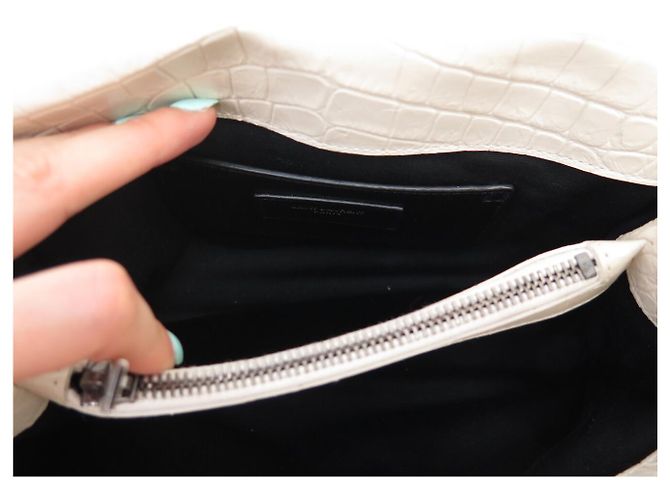 Yves Saint Laurent BORSA SAINT LAURENT COLLEGE MEDIUM CHAIN 428101 PELLE EFFETTO CROCO Crudo - vista 11