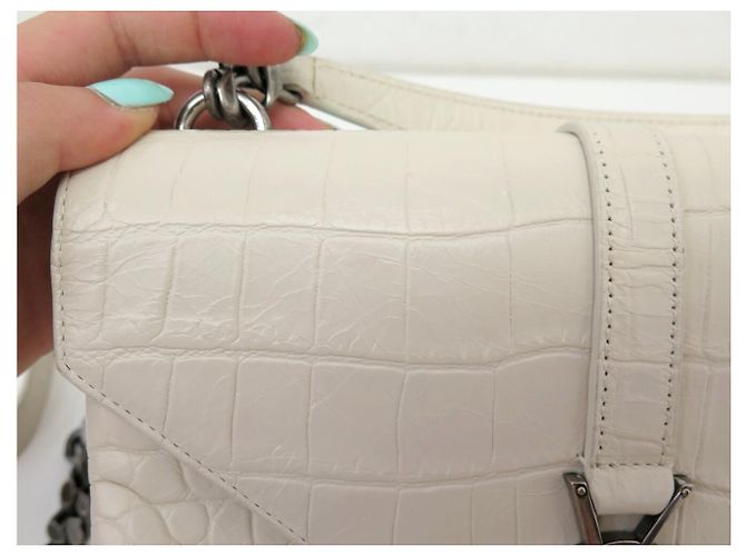 Yves Saint Laurent BORSA SAINT LAURENT COLLEGE MEDIUM CHAIN 428101 PELLE EFFETTO CROCO Crudo - vista 18