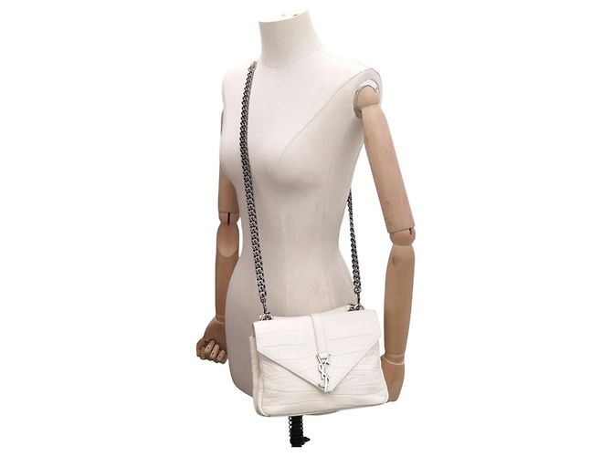 Yves Saint Laurent BORSA SAINT LAURENT COLLEGE MEDIUM CHAIN 428101 PELLE EFFETTO CROCO Crudo - vista 3