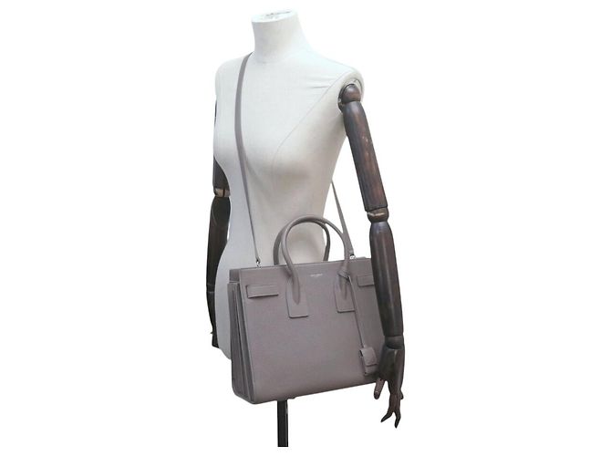 Jour NUOBA BORSA SAINT LAURENT CLASSIC DAY BAG SMALL 355153 TRACULLA Grigio - vista 7