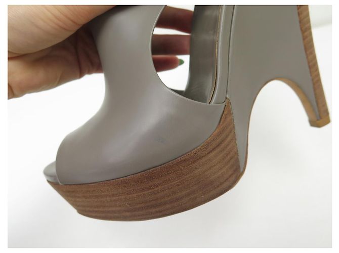 BOTINES GUCCI ANKLE BOOTS 234867 37.5 IT 38.5 FR CUERO GRIS - vista 13