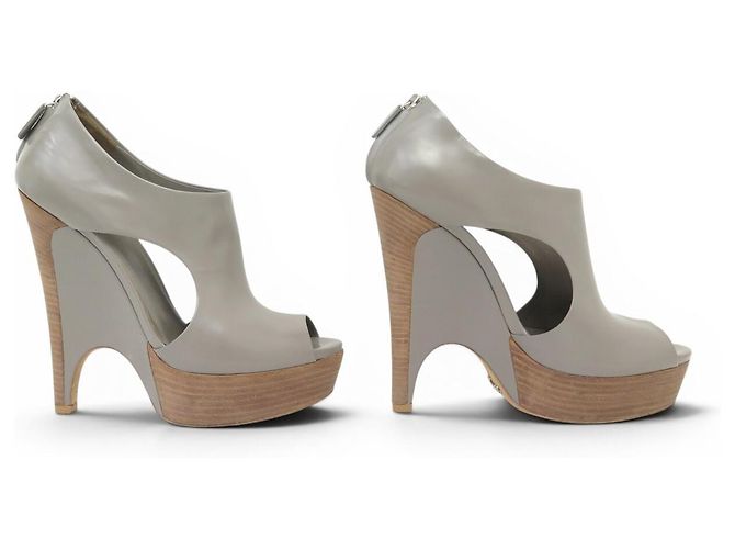 BOTINES GUCCI ANKLE BOOTS 234867 37.5 IT 38.5 FR CUERO GRIS - vista 3