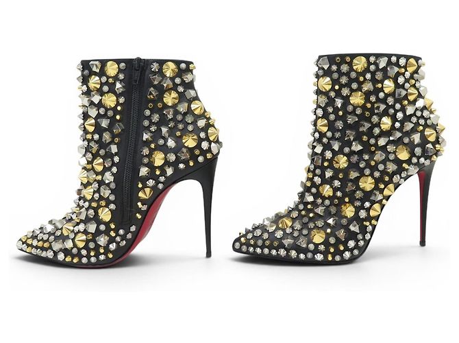 NUEVAS BOTAS CHRISTIAN LOUBOUTIN SO FULL KATE STUDDED 38 BOTINES Negro - vista 2