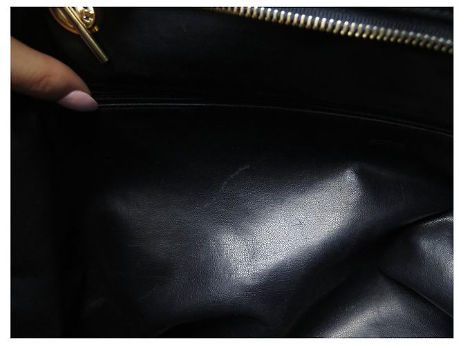 VINTAGE CHANEL SMOOTH LEATHER & MATELASSÉ BLUE TOTE HANDBAG Marineblau - Ansicht 12