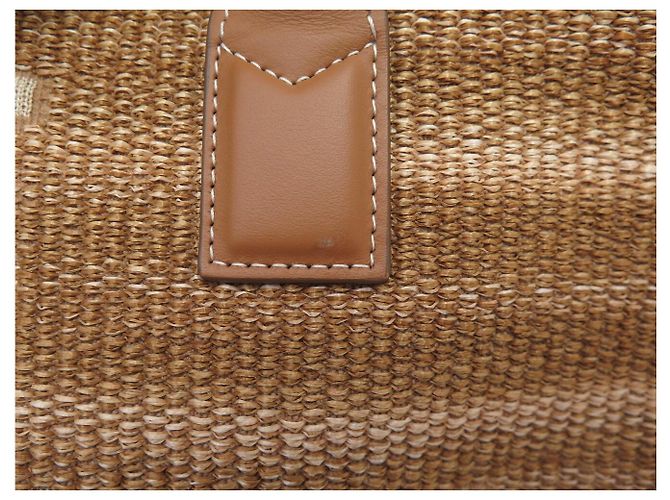 NUOVA BORSA BURBERRY FREYA PAILLE BB IN RAFIA BEIGE - vista 12