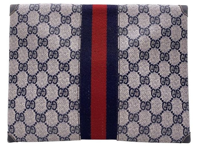 Gucci Vintage Blue Monogram Canvas Ophidia Clutch Envelope Bag Blau - Ansicht 3