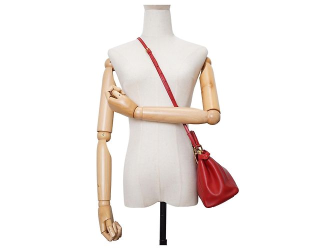 Fendi Mini borsa Peekaboo in pelle nappa rossa con tracolla Rosso - vista 2