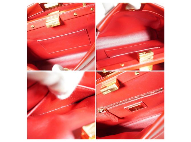 Fendi Mini borsa Peekaboo in pelle nappa rossa con tracolla Rosso - vista 6