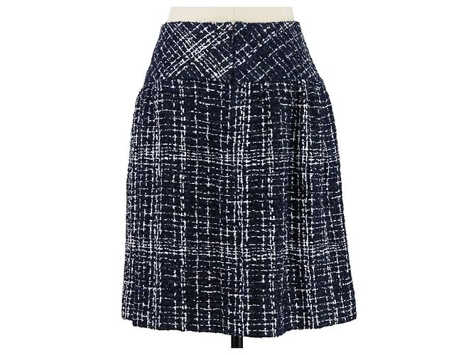 Falda de tweed con estampado y placa Coco de Chanel Azul - vista 4