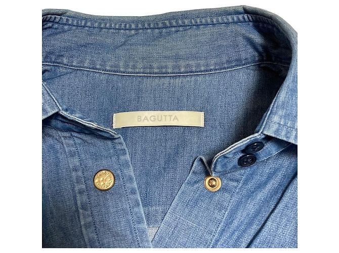 Autre Marque Camisa de chambray Bagutta Azul - vista 3