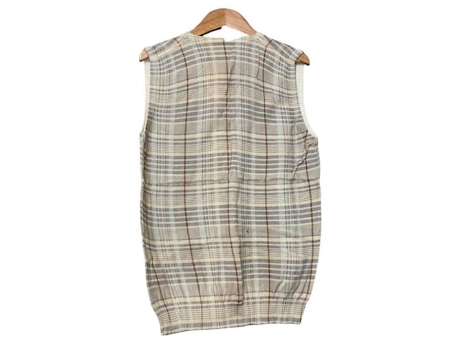 Chaleco de punto con estampado check Bally Castaño Blanco Crudo - vista 3