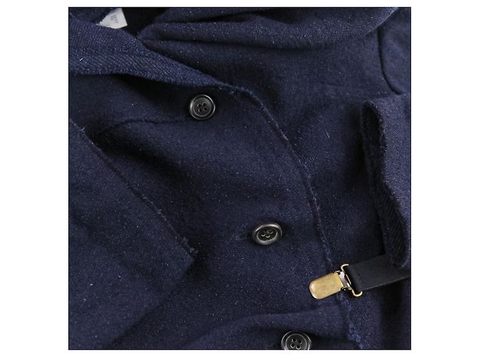 Cappotto ISSEY MIYAKE Tachimigi con cappuccio in misto seta e bretelle Blu Blu navy - vista 10