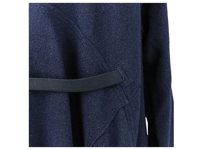 Cappotto ISSEY MIYAKE Tachimigi con cappuccio in misto seta e bretelle Blu Blu navy - vista 11