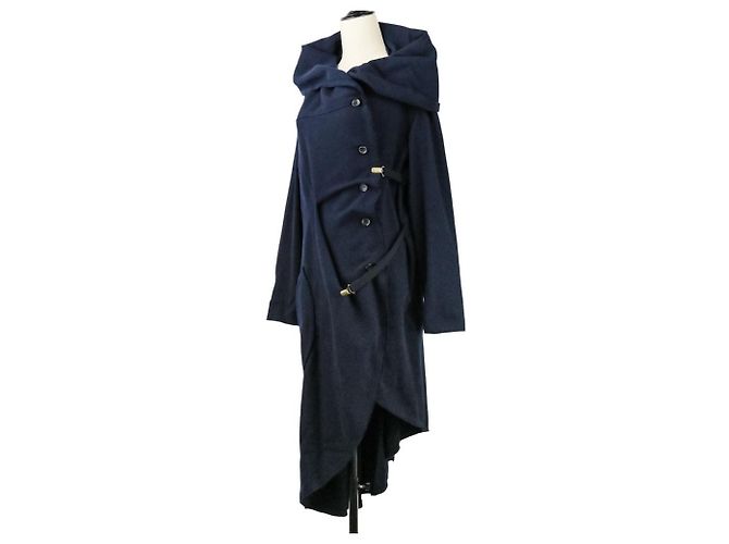 Cappotto ISSEY MIYAKE Tachimigi con cappuccio in misto seta e bretelle Blu Blu navy - vista 2