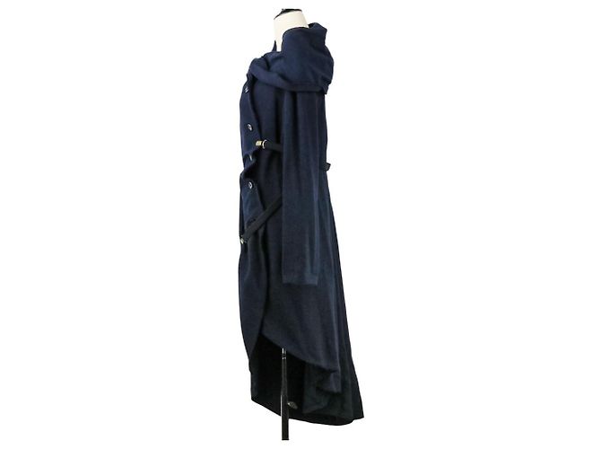 Cappotto ISSEY MIYAKE Tachimigi con cappuccio in misto seta e bretelle Blu Blu navy - vista 3