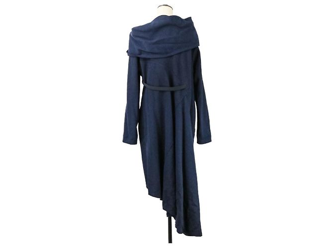 Cappotto ISSEY MIYAKE Tachimigi con cappuccio in misto seta e bretelle Blu Blu navy - vista 4