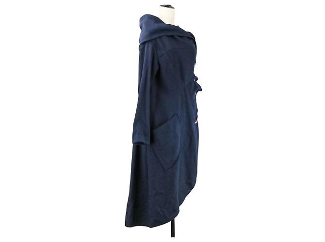 Cappotto ISSEY MIYAKE Tachimigi con cappuccio in misto seta e bretelle Blu Blu navy - vista 7