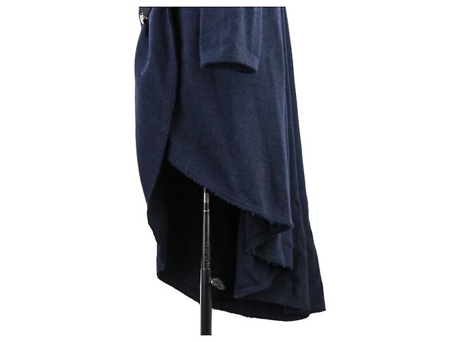 Cappotto ISSEY MIYAKE Tachimigi con cappuccio in misto seta e bretelle Blu Blu navy - vista 8