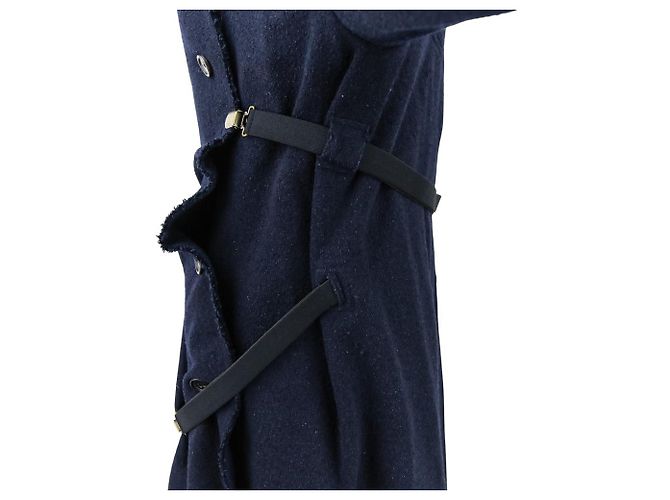 Cappotto ISSEY MIYAKE Tachimigi con cappuccio in misto seta e bretelle Blu Blu navy - vista 9