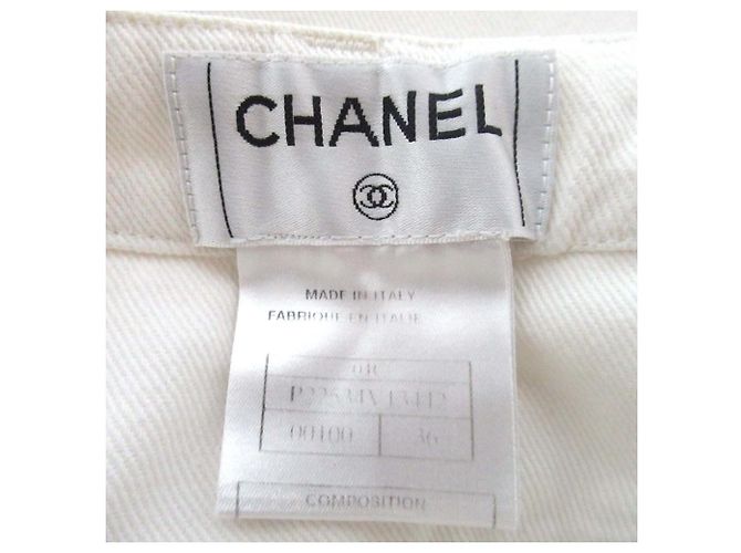 Pantalones de denim Chanel Coco Mark Blanco - vista 10