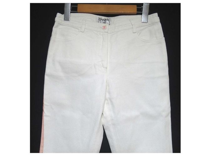 Pantalones de denim Chanel Coco Mark Blanco - vista 3