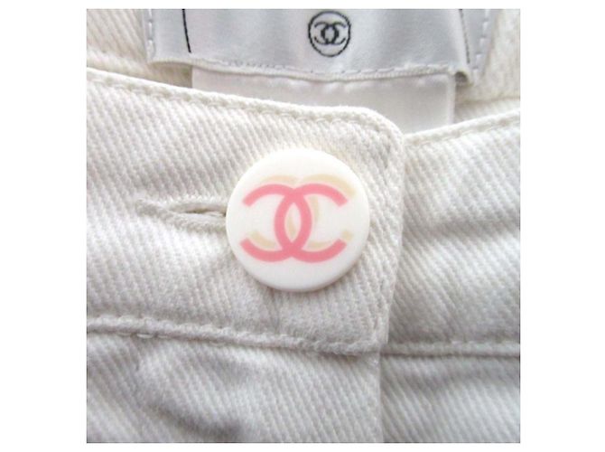 Pantalones de denim Chanel Coco Mark Blanco - vista 5