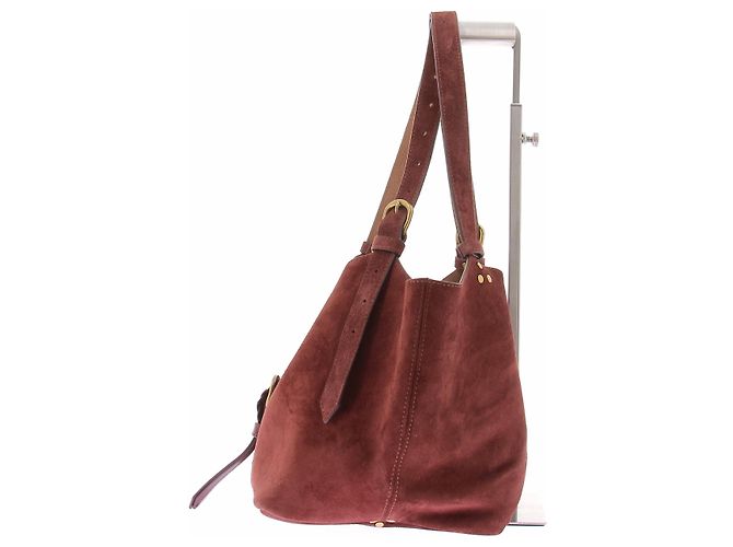 Borsa Tote Joseph S Jerome Dreyfuss Camoscio Rosso Scuro Bordò - vista 4